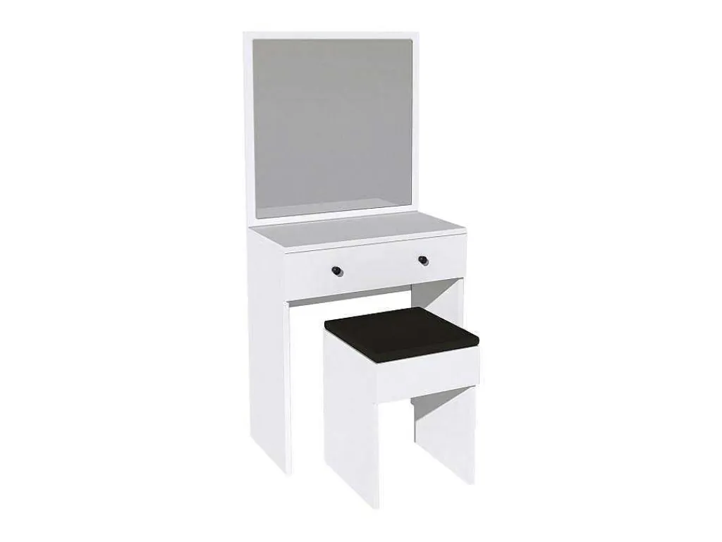 Kaptafel Met Spiegel En Kruk - 1 Lade - Wit - Abonia-Vente-unique Discount