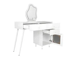 Kaptafel Met Spiegel En Led-Verlichting - 2 Lades En Een Uitneembare Kast - Wit (Kruk Niet Inbegrepen)-ModernLuxe