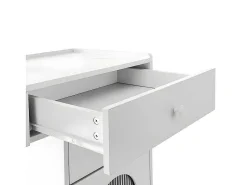 Kaptafel Met Spiegel En Led-Verlichting - 2 Lades En Een Uitneembare Kast - Wit (Kruk Niet Inbegrepen)-ModernLuxe