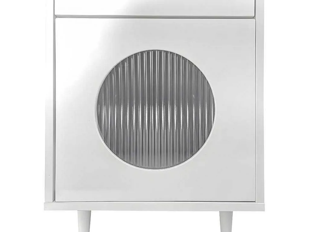 Kaptafel Met Spiegel En Led-Verlichting - 2 Lades En Een Uitneembare Kast - Wit (Kruk Niet Inbegrepen)-ModernLuxe