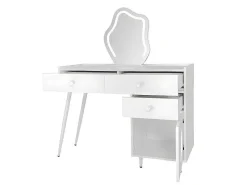 Kaptafel Met Spiegel En Led-Verlichting - 2 Lades En Een Uitneembare Kast - Wit (Kruk Niet Inbegrepen)-ModernLuxe