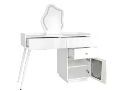 Kaptafel Met Spiegel En Led-Verlichting - 2 Lades En Een Uitneembare Kast - Wit (Kruk Niet Inbegrepen)-ModernLuxe Hot
