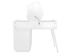 Kaptafel Met Spiegel En Led-Verlichting - 2 Lades En Een Uitneembare Kast - Wit (Kruk Niet Inbegrepen)-ModernLuxe Hot