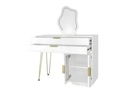Kaptafel Met Spiegel En Led-Verlichting - 2 Lades En Een Uitneembare Kast - Wit (Kruk Niet Inbegrepen)-ModernLuxe Hot