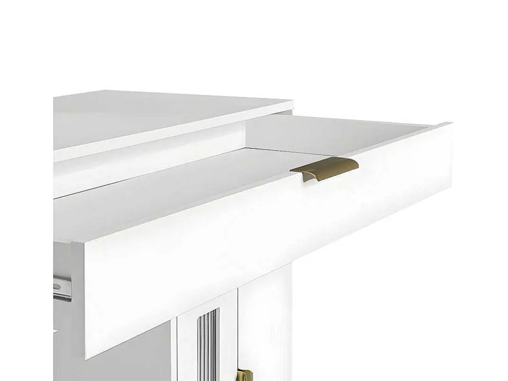 Kaptafel Met Spiegel En Led-Verlichting - 2 Lades En Een Uitneembare Kast - Wit (Kruk Niet Inbegrepen)-ModernLuxe Hot