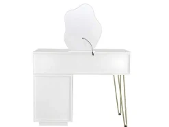 Kaptafel Met Spiegel En Led-Verlichting - 2 Lades En Een Uitneembare Kast - Wit (Kruk Niet Inbegrepen)-ModernLuxe Hot