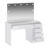 Kaptafel Met Spiegel En Ledverlichting - 5 Lades - Glanzend Wit - Jenemi-Vente-unique New