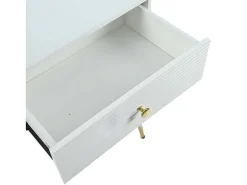 Kaptafel Met Spiegel En Led-Verlichting - 2 Lades En Een Uitneembare Kast - Wit (Kruk Niet Inbegrepen)-ModernLuxe Clearance