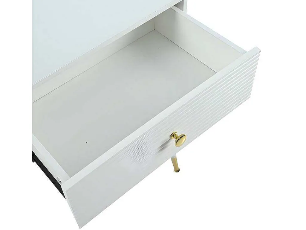 Kaptafel Met Spiegel En Led-Verlichting - 2 Lades En Een Uitneembare Kast - Wit (Kruk Niet Inbegrepen)-ModernLuxe Clearance