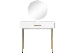 Kaptafel Met Spiegel En Lade - Mdf En Metaal - Wit Gelakt En Goudkleurig - Vonali Van-PASCAL MORABITO