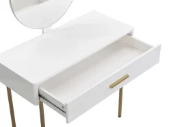 Kaptafel Met Spiegel En Lade - Mdf En Metaal - Wit Gelakt En Goudkleurig - Vonali Van-PASCAL MORABITO