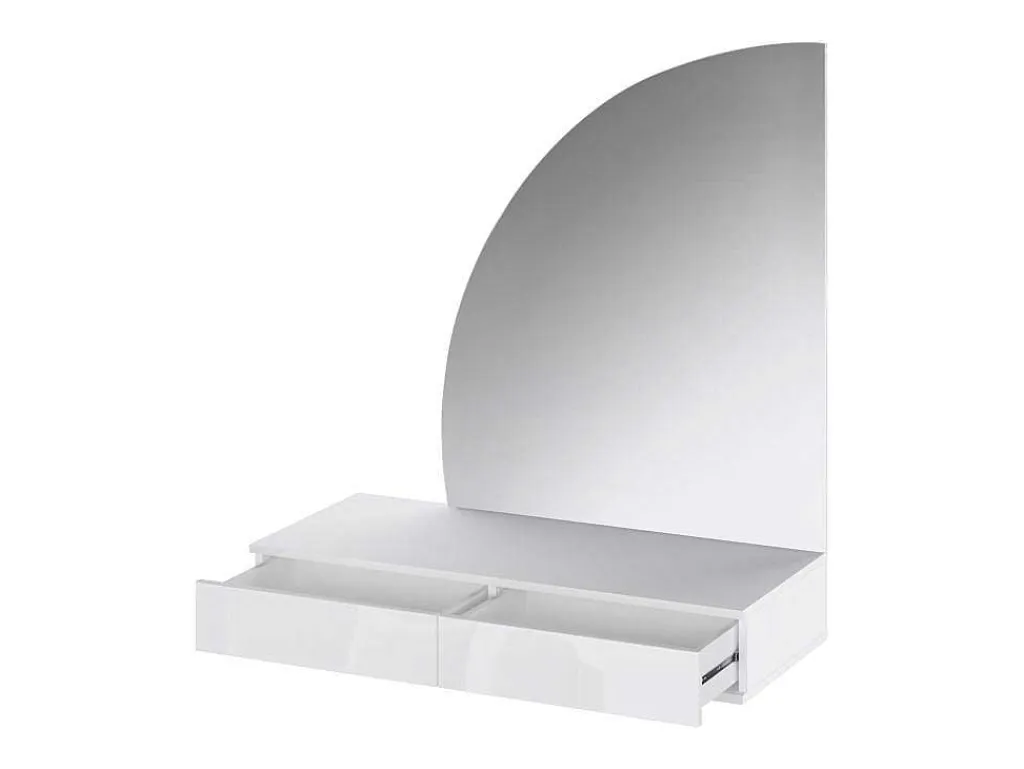 Kaptafel Met Spiegel En Ledverlichting - 2 Lades - Glanzend Wit - Jineza-Vente-unique Outlet