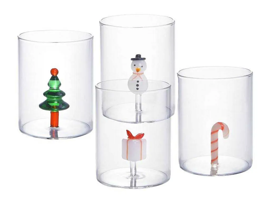 Karaf + Set Van 4 Glazen Met Kerstmotieven - Scopa-OZAIA Online