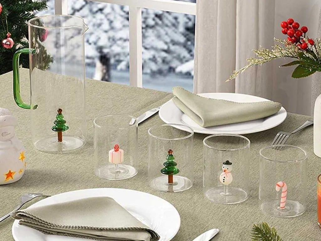 Karaf Met Kerstboom In Glas - Transparant En Groen - O14,5 X H24 - Mannie-OZAIA Clearance