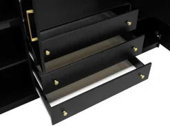 Kast Met 4 Deuren En 3 Lades - L196 Cm - Zwart - Lizandro-Vente-unique Sale
