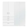 Kast Met 4 Deuren En 4 Lades - Met Spiegel - L200 Cm - Wit - Nidawo-Vente-unique