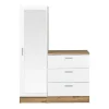 Kast Met 3 Lades En Element Met Spiegel - Wit En Houtlook - Vitorio-Vente-unique Outlet