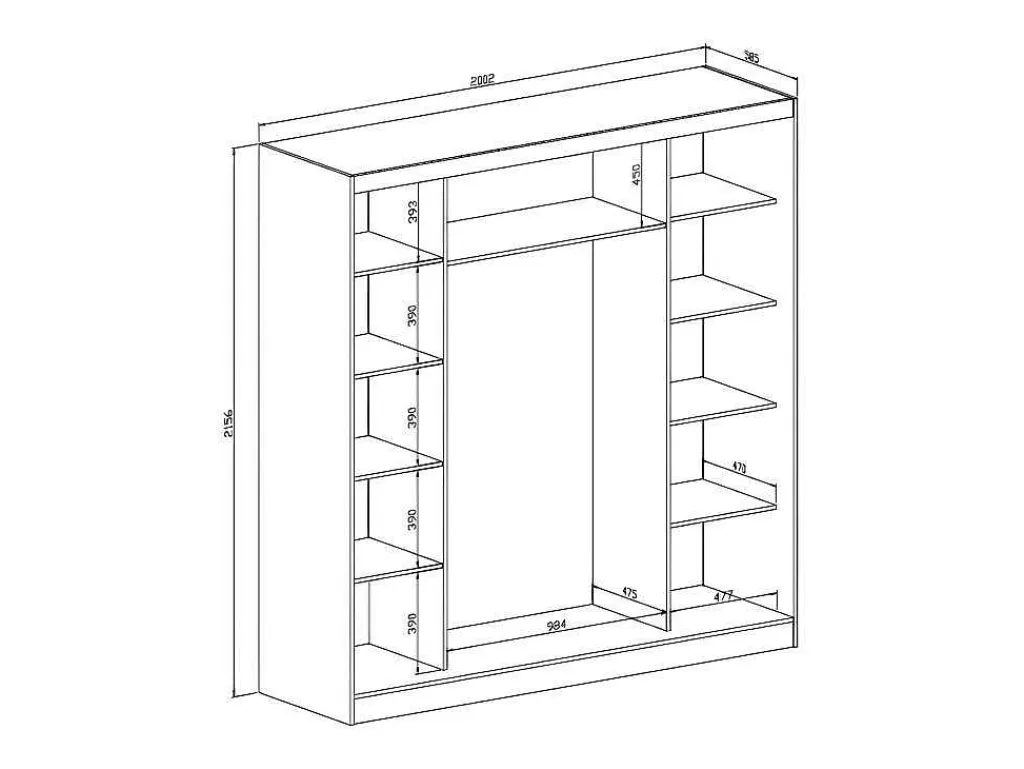 Kast Met 2 Schuifdeuren - Met Spiegel - L200 Cm - Wit - Ochira-Vente-unique Clearance