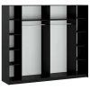 Kast Met 2 Schuifdeuren - Met Spiegel - L244 Cm - Zwart - Nimela-Vente-unique New