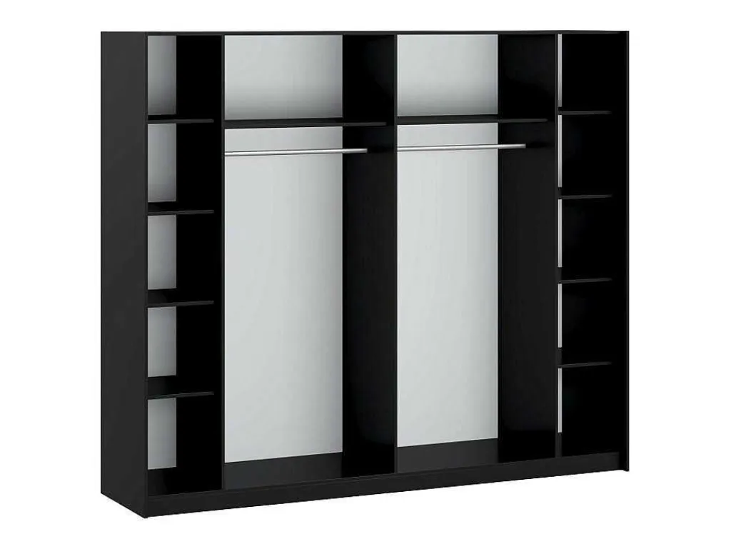 Kast Met 2 Schuifdeuren - Met Spiegel - L244 Cm - Zwart - Nimela-Vente-unique New
