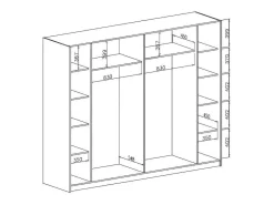 Kast Met 2 Schuifdeuren - Met Spiegel - L244 Cm - Zwart - Nimela-Vente-unique New
