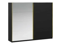 Kast Met 2 Schuifdeuren - Met Spiegel - L244 Cm - Zwart - Nimela-Vente-unique New