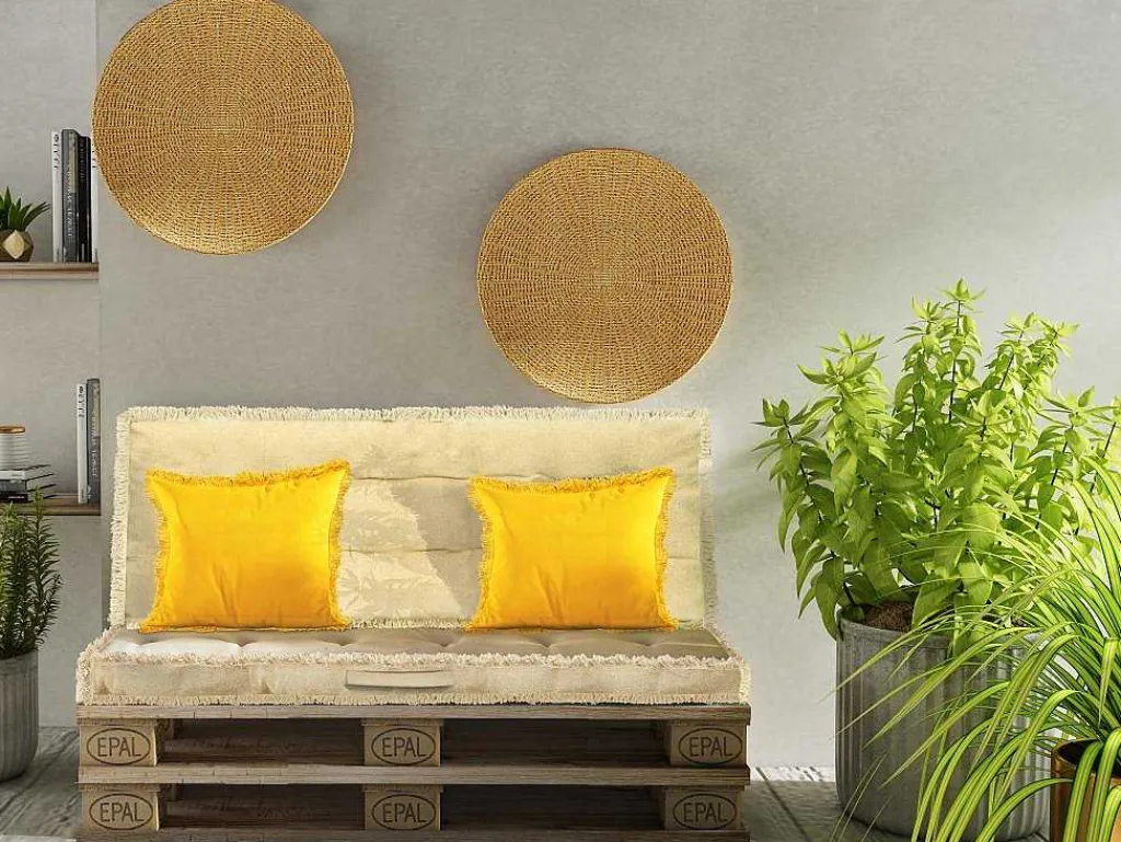 Katoenen Paletkussen Met Franjes - L. 120 X B. 60 Cm - Beige - Honduras-OZAIA Hot