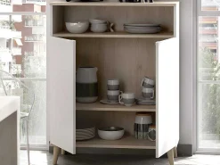 Keukenbuffet Wajdi - 2 Deuren En 1 Nis - Wit En Eiken-Vente-unique