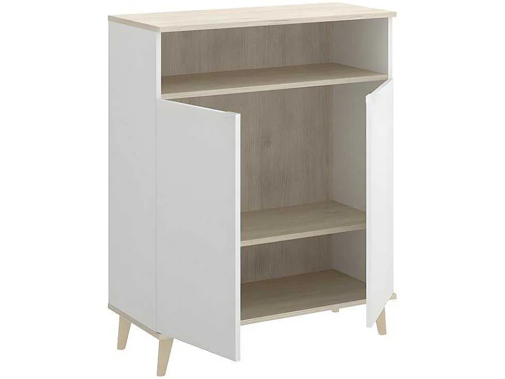 Keukenbuffet Wajdi - 2 Deuren En 1 Nis - Wit En Eiken-Vente-unique
