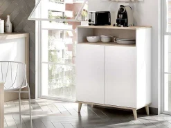Keukenbuffet Wajdi - 2 Deuren En 1 Nis - Wit En Eiken-Vente-unique