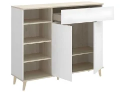 Keukenbuffet Wajdi - 2 Deuren, 1 Lade En 4 Nissen - Wit En Eiken-Vente-unique Outlet