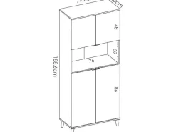 Keukenbuffet Wajdi - 4 Deuren En 1 Nis - Wit En Eiken-Vente-unique Outlet