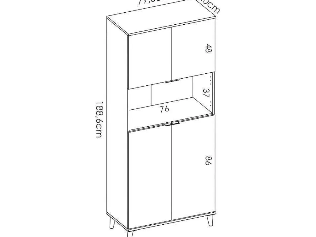 Keukenbuffet Wajdi - 4 Deuren En 1 Nis - Wit En Eiken-Vente-unique Outlet