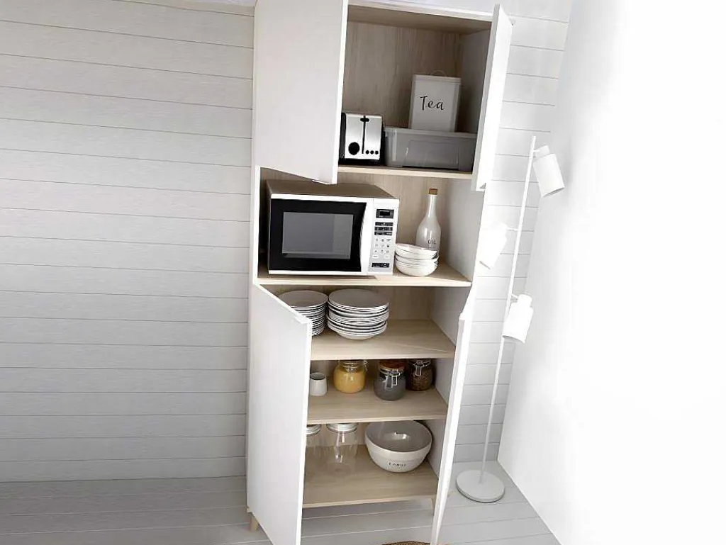 Keukenbuffet Wajdi - 4 Deuren En 1 Nis - Wit En Eiken-Vente-unique Outlet