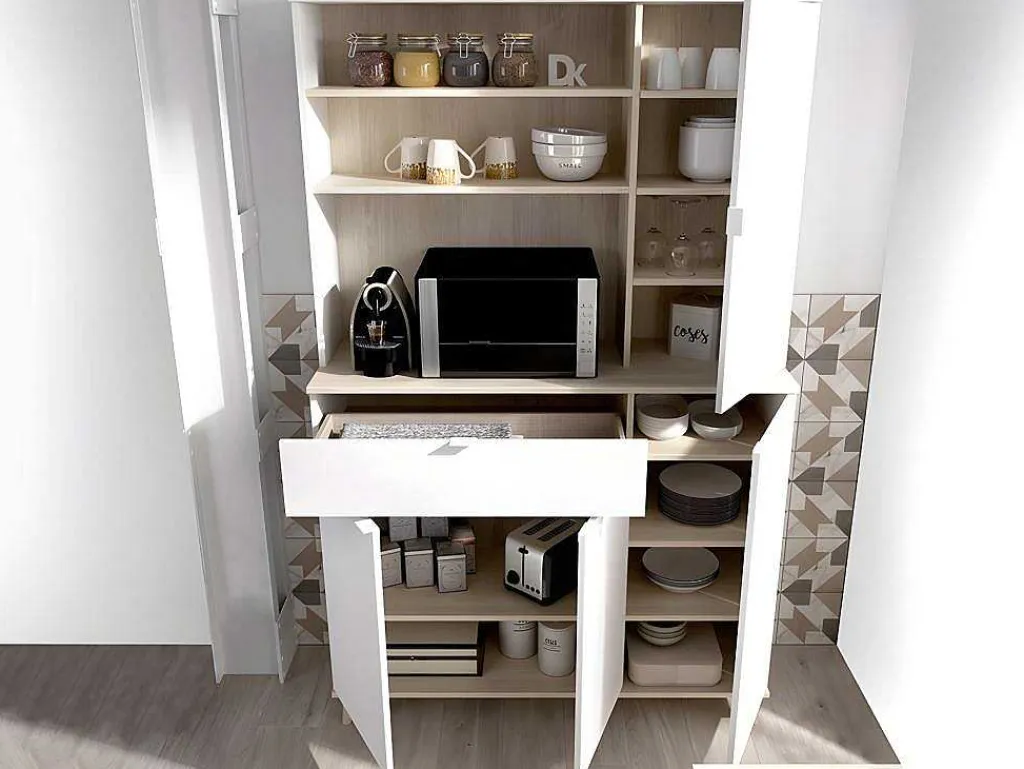 Keukenbuffet Wajdi - 4 Deuren, 1 Lade En 3 Nissen - Wit En Eiken-Vente-unique Hot