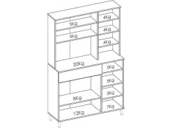 Keukenbuffet Wajdi - 4 Deuren, 1 Lade En 3 Nissen - Wit En Eiken-Vente-unique Hot