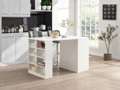 Keukeneiland Met 3 Lades En 8 Nissen Van Mdf - Licht Naturel En Wit - Palestrina-Vente-unique