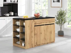 Keukeneiland Met Opbergruimte - Zwart En Naturel - Meili-Vente-unique Online