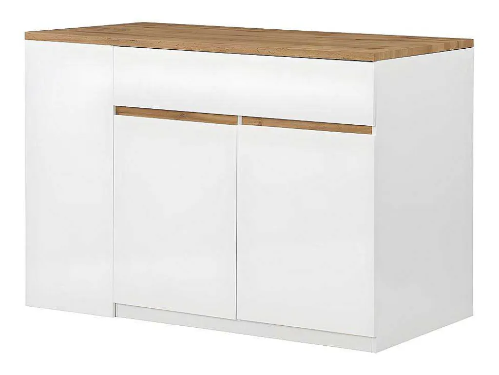 Keukeneiland Met Opbergruimte Meili - Wit En Eiken-Vente-unique Discount