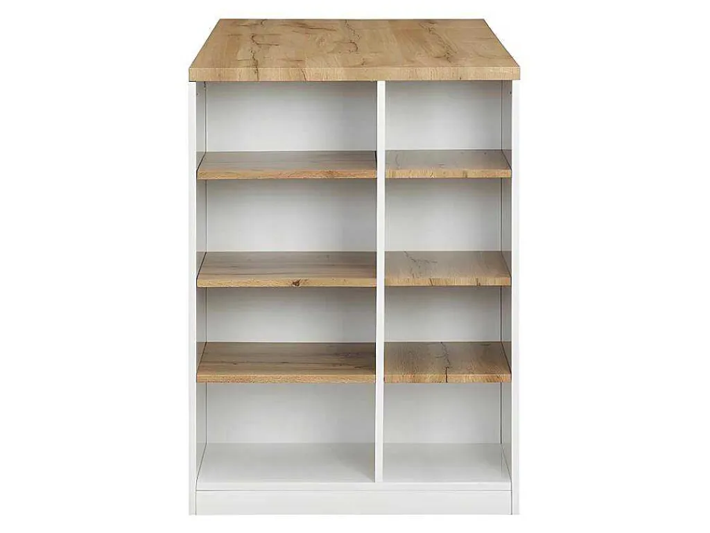Keukeneiland Met Opbergruimte Meili - Wit En Eiken-Vente-unique Discount
