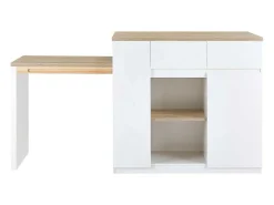 Keukeneiland Met Opbergruimte Van Mdf - Wit En Naturel - Belaza-Vente-unique Outlet