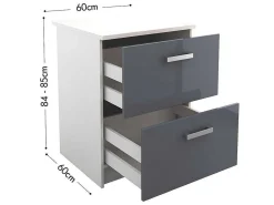Keukenkast Trattoria - 1 Laag Meubel En 1 Hoog Meubel - Grijs En Wit-Vente-unique New