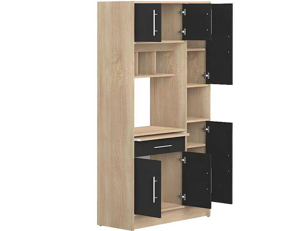 Keukenmeubel Mady - 5 Kasten En 1 Lade - Zwart & Eiken-Vente-unique Outlet