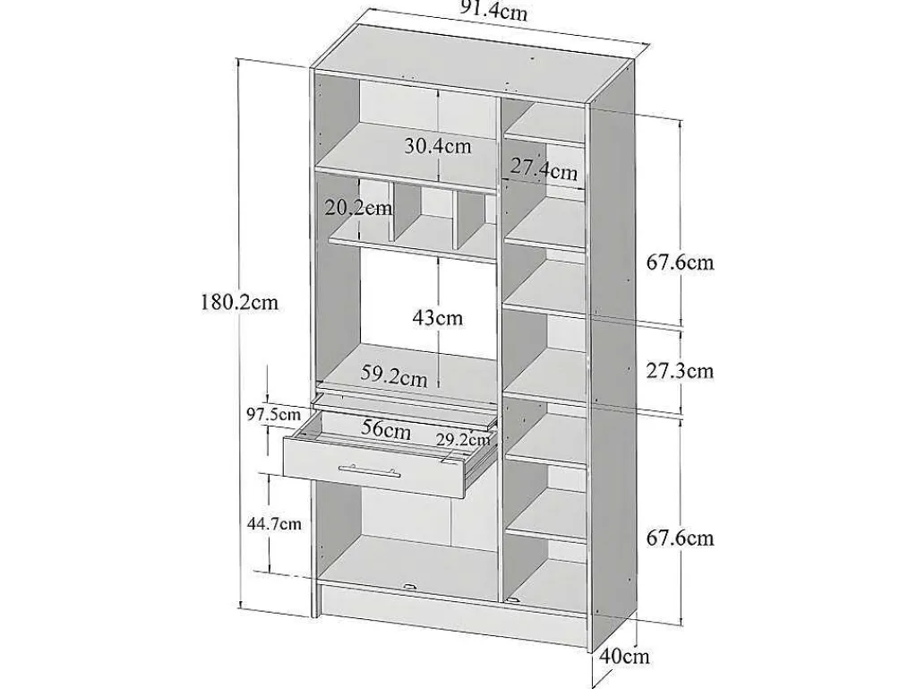 Keukenmeubel Mady - 5 Kasten En 1 Lade - Zwart & Eiken-Vente-unique Outlet