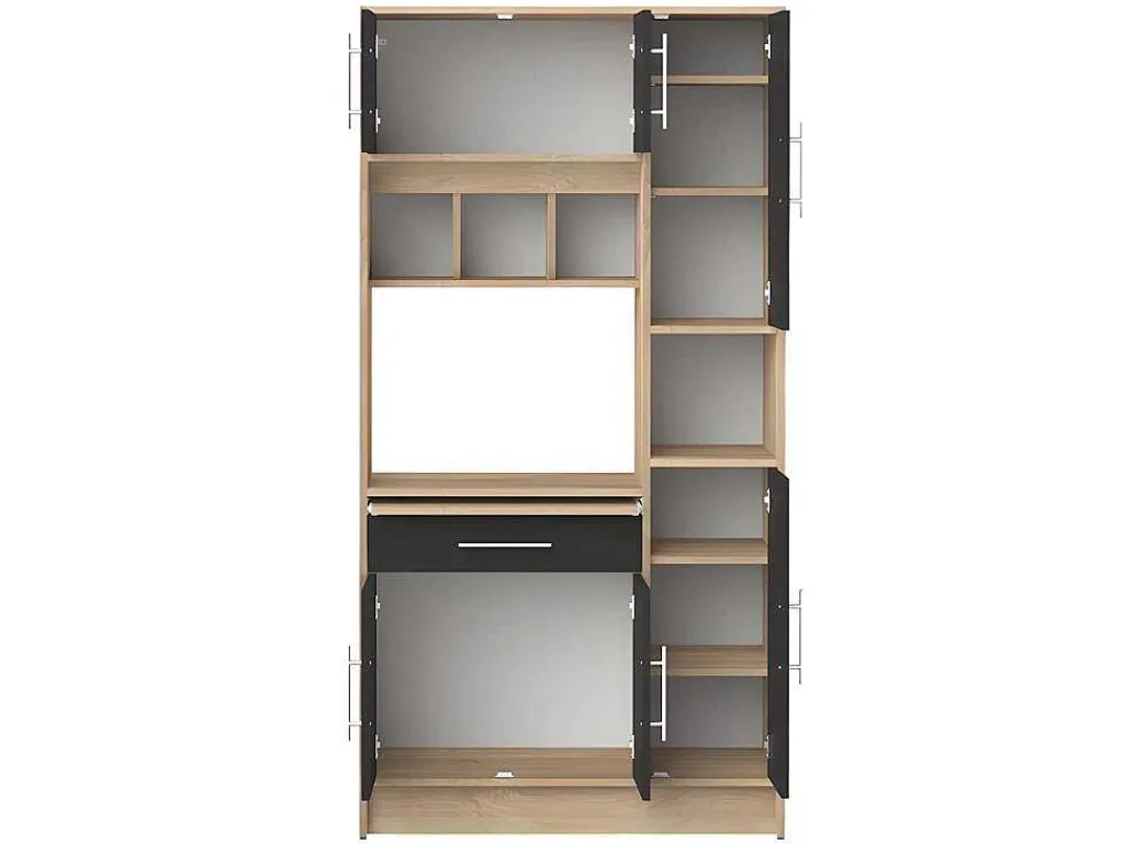 Keukenmeubel Mady - 5 Kasten En 1 Lade - Zwart & Eiken-Vente-unique Outlet