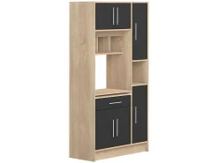 Keukenmeubel Mady - 5 Kasten En 1 Lade - Zwart & Eiken-Vente-unique Outlet