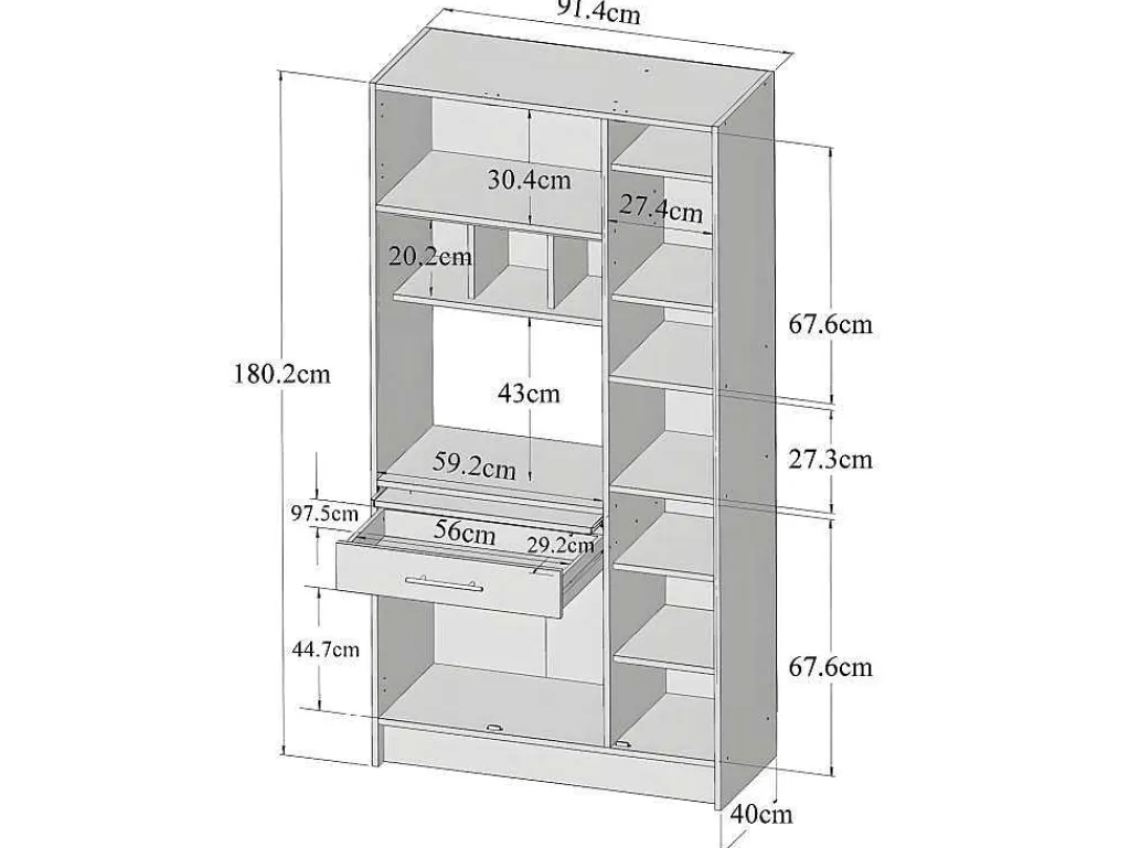Keukenmeubel Mady - 5 Kasten & 1 Lade - Wit En Eiken-Vente-unique