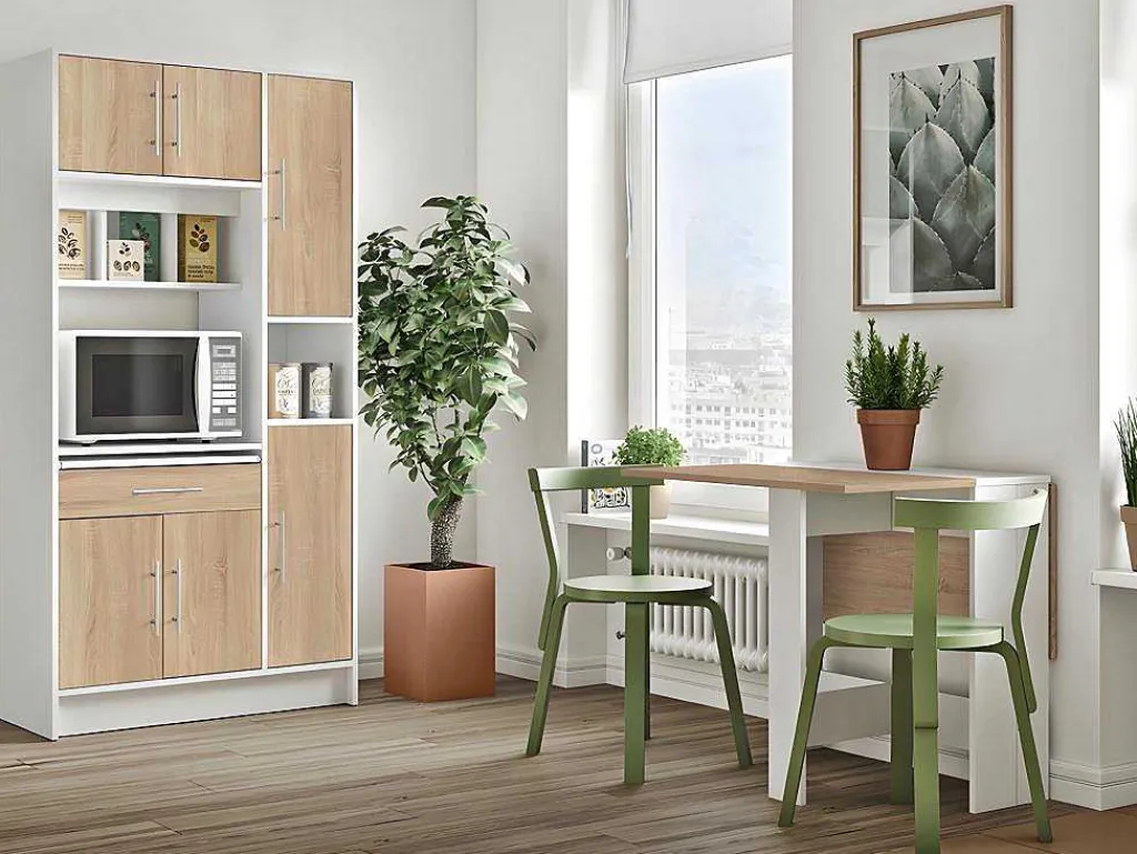Keukenmeubel Mady - 5 Kasten & 1 Lade - Wit En Eiken-Vente-unique