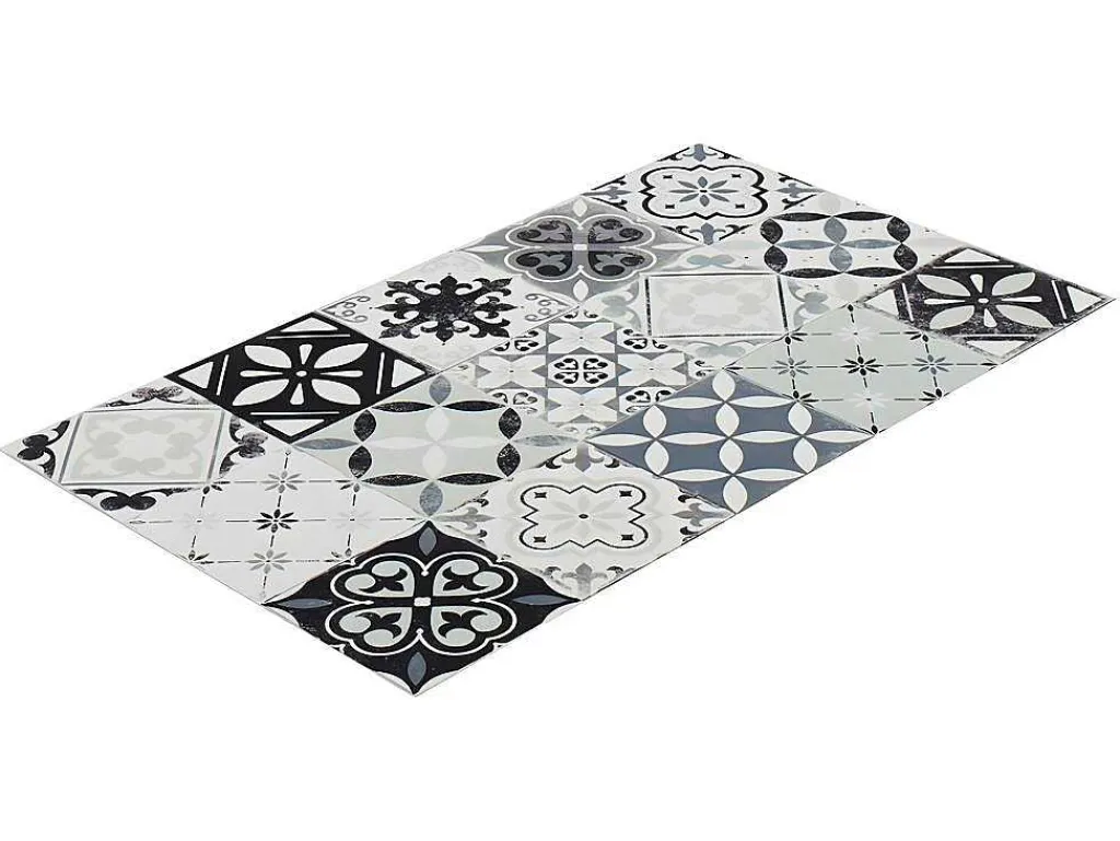 Keukentapijt Van Vinyl Met Vloertegelmotief Mosai - 49,5 X 83 Cm - Zwart En Wit-OZAIA New