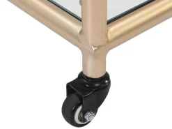 Keukentrolley Met Twee Bladen In Gehard Glas En Metaal - Transparant En Goudkleurig - Orula-Vente-unique Outlet